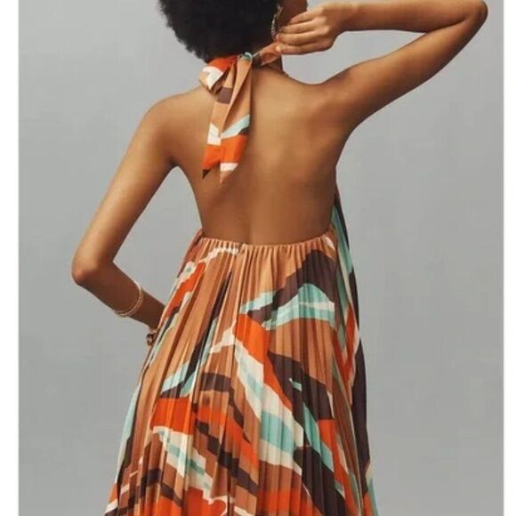 Anthropologie x HUTCH Halter Pleated Swing Mini Dress. L NWT - Picture 5 of 12